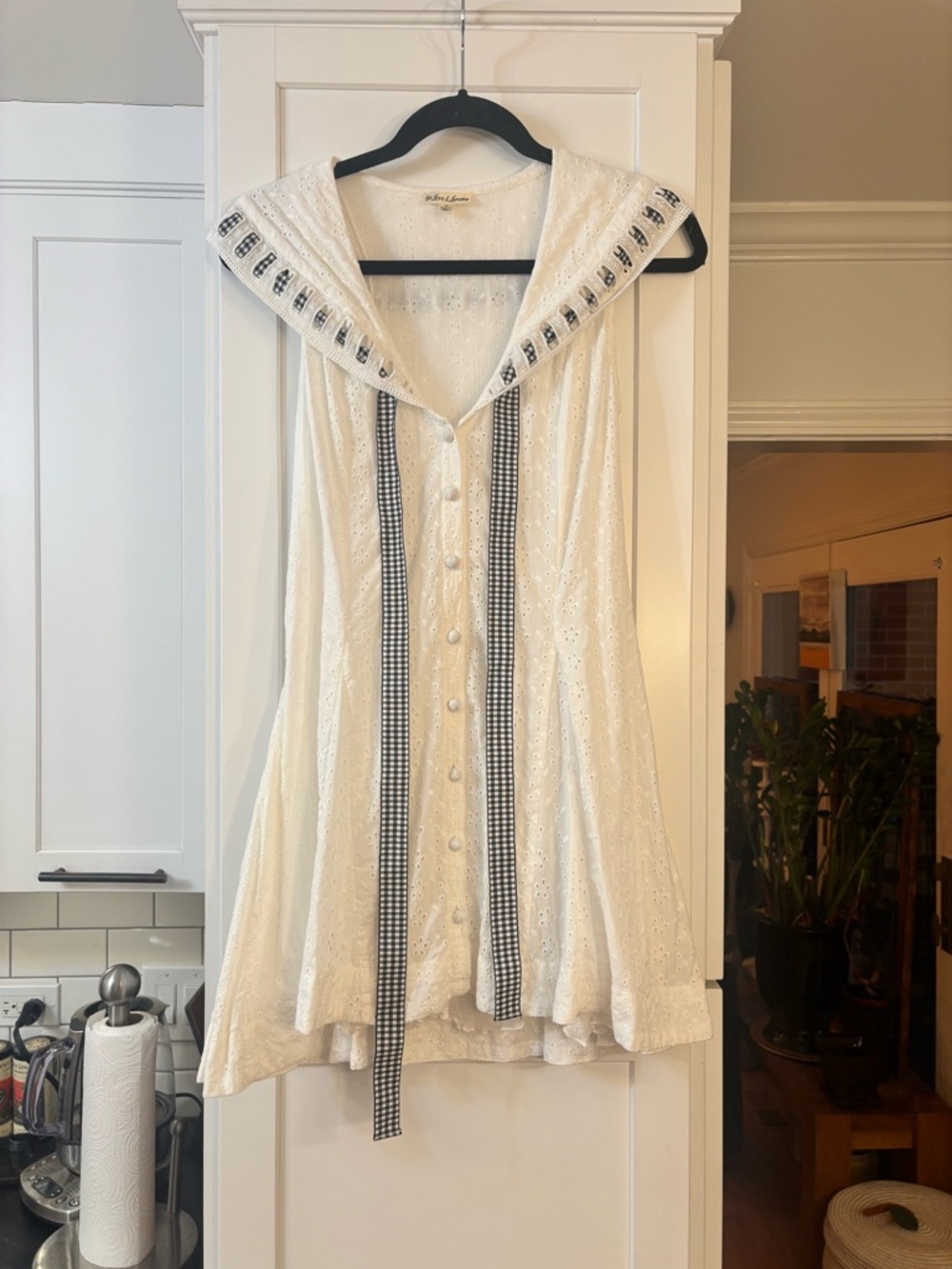 For Love and Lemons Rosie Ribbon Embroidered Cotton Mini Sundress in white - Picture 4 of 8